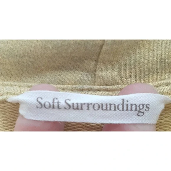 Soft Surrounding Hooded Sweatshirt Yellow Gray Pocket Size M/L - Picture 7 of 7
